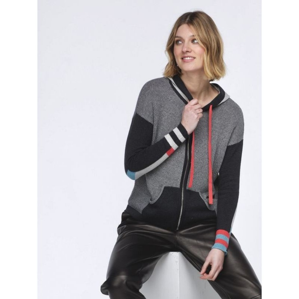 Zaket & Plover Charcoal Grey Birdseye Hoodie Size M